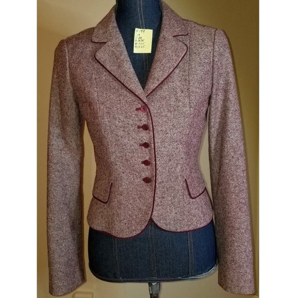 ✅#199 N W/O T Sm Halogen burgundy/off-white tweed - Picture 1 of 12